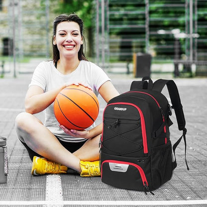 GRANDUP Basketball backpack with ball and shoes compartment Fit Volleyball, soccer, Swim, Gym, Travel, and School, large capacity sports training equipment bags