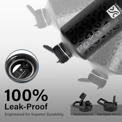 1 Gallon Water Bottle Insulated | Thickened Stainless Steel Vacuum Metal Water Jug | Portable Sports Large for Gym and Hiking with Straw, Carrier Bag, Handle Strap | BPA-Free 128 oz