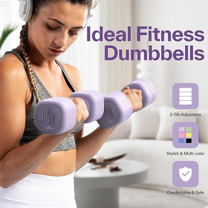 Adjustable Dumbbell Set of 2: Sportneer 4 in 1 Free Weights Dumbbells Set for Women, Hand Weights for Women at Home, Each 2lb 3lb 4lb 5lb Weights with Soft Rubber Handle for Home Gym Exercise Training