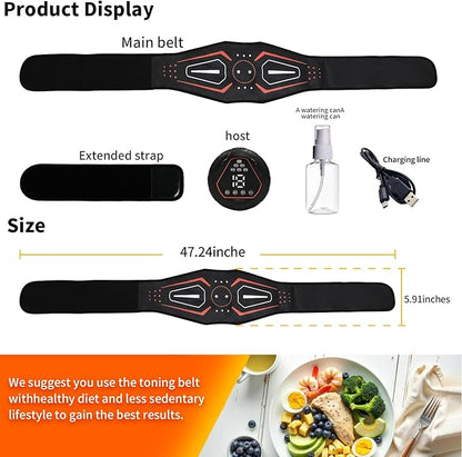 Fitness Belt,Model KLT-07,ABS Stimulator,Ab Machine,Abdominal Toning Belt,Fitness Training Ab Trainer Equipment for Home,Fitness Strength Training Workout Equipment for Men and Women Orange red
