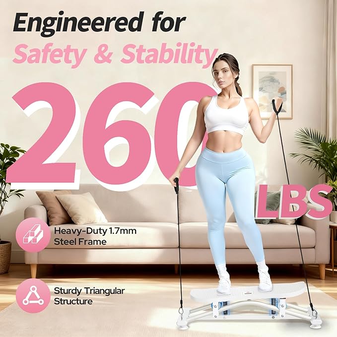 Balance Board for Adults, Ski Machine Exercise Equipment with Resistance Bands, Rock Stepper Featuring LCD Monitor, Portable Wobble Board or Full Body Workout at Home Gym