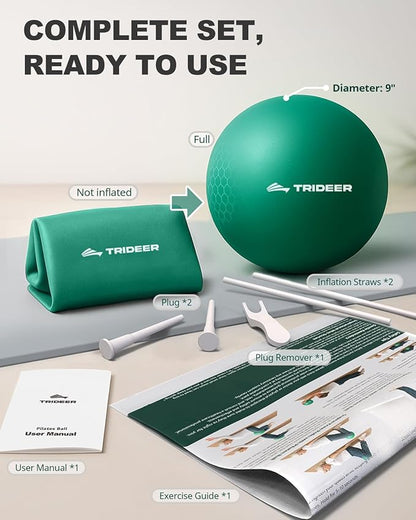 Trideer Exercise Balls Physical Therapy, 9 Inch Pilates Ball Between Knees for Physical Therapy, Mini Exercise Ball - Yoga Ball, Small Workout Balls for Core Strength and Back Support with Guide