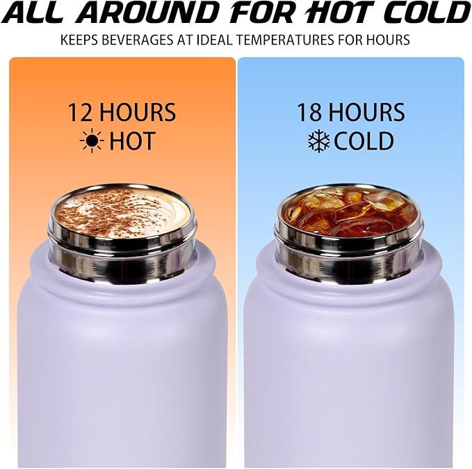 Stainless Steel Water Bottle 600ml（20oz） Insulated Water Bottle, Double Wall Stainless Steel Vacuum Bottle for Sports, Gym or Office (Purple Pink)