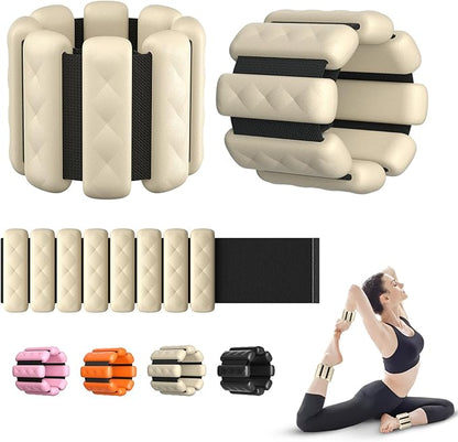 Pilates Wrist and Ankle Weights for Women - Adjustable Weighted Bangles for Men, 2 lbs Weighted Arm Bands Foot Leg Weights for Walking, Yoga, Training, Exercise, Running, Set of 2 (1LB Each)