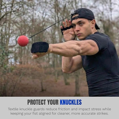 Reflex Ball Hat Kit for Boxing – 2 Speed Levels, Click-to-Adjust Metal Lock & Knuckle Guards | Cotton Hat Punch Ball Set for Reaction Time, Speed & Coordination Training | PunchLab App Compatible