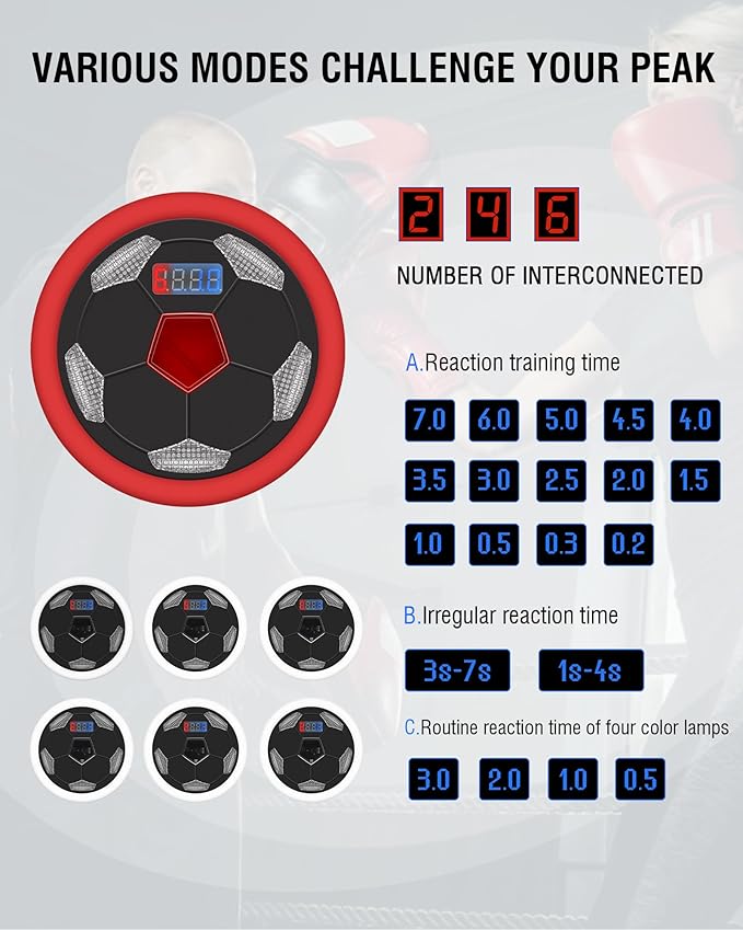 Reaction Training Lights, 6+1 Sports Speed & Agility Training LED Lights for Football, Fitness, Boxing, Sports Training Equipment, for Coaches, Gyms and Individual Athlete Workouts