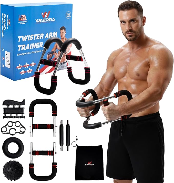 Adjustable Twister Arm Trainer – Modular Upper Body Resistance Trainer for Home Workouts, Multiple Resistance Options Available, with Grip & Finger Training Tools and Carry Bag