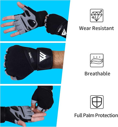 Gym Gloves Training Weight Lifting Gloves for Men Women Wrist Support Padded Extra Grip Palm Protection Fitness Workout Gloves Cycling,Hanging,Pull ups,Breathable