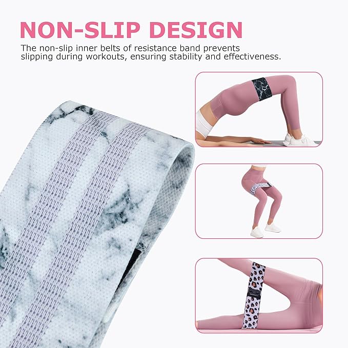 Booty Bands, 3 Levels Hip Bands, Polyester-Cotton and Latex Silk Workout Bands Resistance Bands for Home, Gym, Fitness, Pilates, Yoga (Pack of 3)