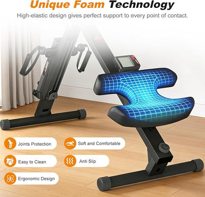 TOUSAINS 3 in 1 Ab Machine, Foldable Rowing Machine & Cable System, Core Trainer for Abdominal Workout, 4-Level Height & 2 Resistance Levels, All-in-One Home Gym Equipment for Weight Loss & Sculpting