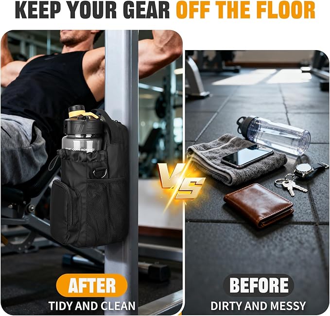 HUNTVP Magnetic Gym Bag Water Bottle Carrier Holder with Shoulder Strap & Phone Pockets, Magnetic Water Bottle Bag Pouch for Gym Fitness Essentials Accessories for Men and Women
