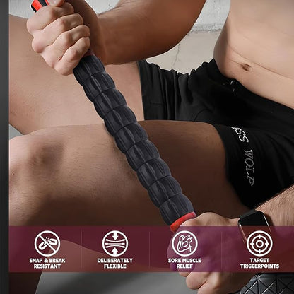 Massage Roller Stick,Muscle Roller Stick for Athletes, Liposuction Massage Roller for Lymphatic Drainage, for Relief Muscle Soreness, Trigger Points, Help Runner Legs, Back Recovery (Red & Black)
