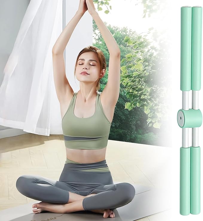 Yoga Stick - 355g Ergonomic Exercise Pole, Spine Support Stretcher, Balance Corrector Rod | Portable Neck Shoulder posturr Fix Tool for Gym Office Home Travel Pilates Training Daily Sitting Aid
