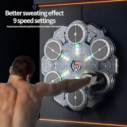 Music Boxing Machine, 9-Speed Wall-Mounted Punching Machine with LED Light Reaction Training, Smart Boxing Training Equipment for Adults and Boys, Indoor Gym Workout Exercise Fitness for Doorway,