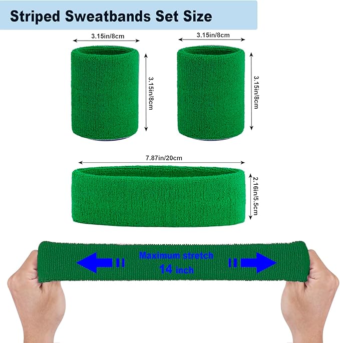 Sweatbands Headband and Wrist Set, Cotton Sweat Band for Athletic Men and Women, Sweatbands Sports Headbands for Working Out, Running, Basketball, Tennis, Yoga
