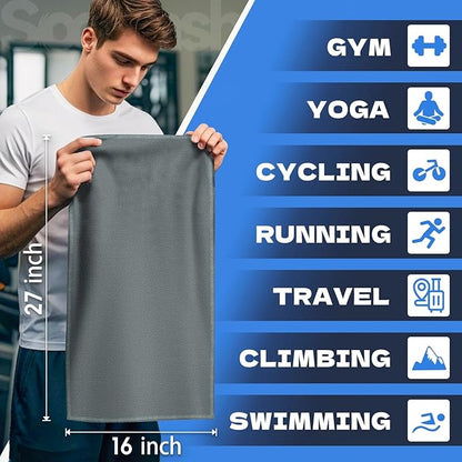 Microfiber Gym Towels for Showering Working Out Quick Dry Negative ions Large Middle Small Sizes Lightweight Gym Towel for Men Women Tennis Sports Towels for Body Hot Yoga Fitness Essentials