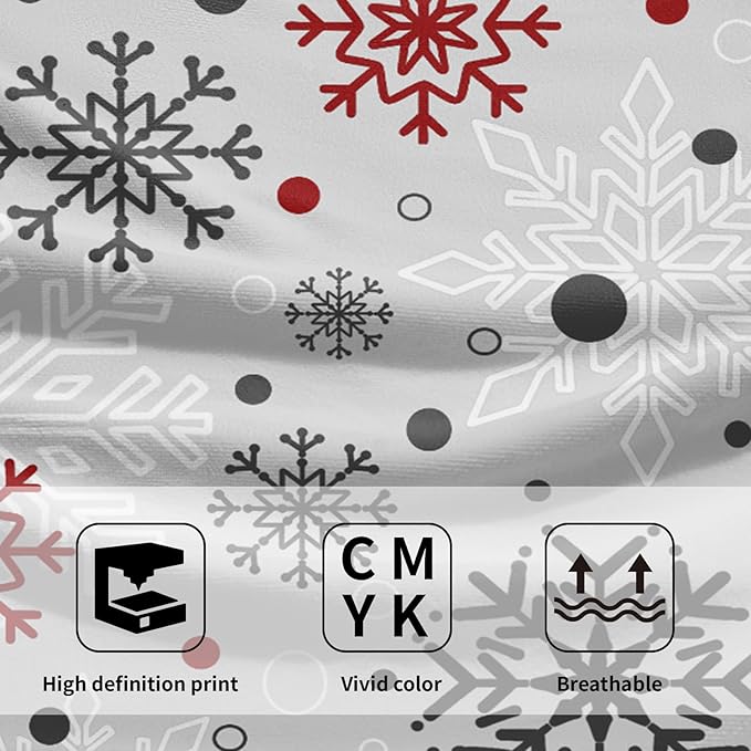Winter Snowflake Bathroom Hand Towels Decorative Set 28.3x14 Inch Set of 2 Red Grey Snowflakes Decorative Bath Towels Christmas Holiday Super Soft Kitchen Towels for Bathroom Home Hotel Gym