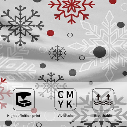 Winter Snowflake Bathroom Hand Towels Decorative Set 28.3x14 Inch Set of 2 Red Grey Snowflakes Decorative Bath Towels Christmas Holiday Super Soft Kitchen Towels for Bathroom Home Hotel Gym