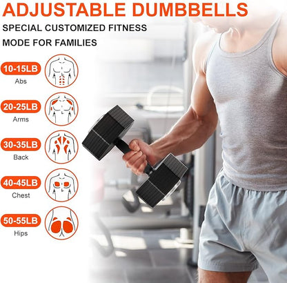 Adjustable Dumbbell Sets, Each 50/80/90/110/120LB Pairs Durable Steel Build, Free Weights Dumbbells Set of 2 with Anti-slip Handle, For Full Body Home Gym Workout Home Strength Training Equipment 50/80/90/110/120LBSX2