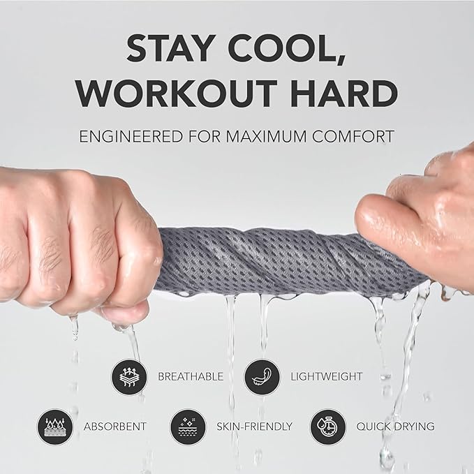 Microfiber Cooling Towels for Neck and Face - 2 Pack 44x16.5” Mesh Quick Dry Gym Towels for Working Out with Waterproof Bag and Carabiner - Sweat Rag for Gym, Sports, Outdoor Activities