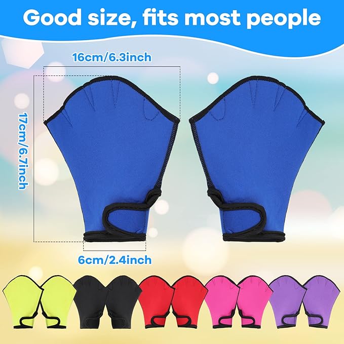 Junkin 6 Pairs Swimming Aquatic Gloves Webbed Swim Gloves Training Fitness Water Resistance Gloves Swim Gloves Nylon Gloves for Swimming Diving Water Aquatic Fitness Exercise