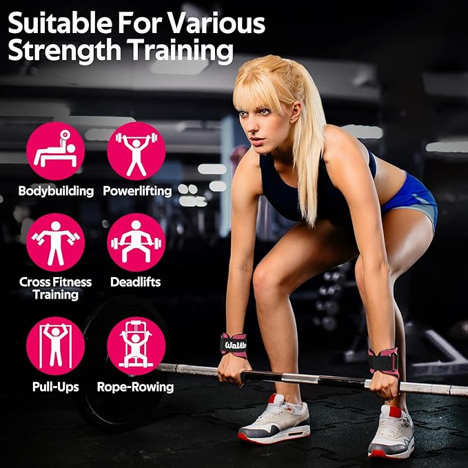 Weight Lifting Wrist Strap，Double Layer Leather Wrist Wraps with Neoprene Padding for Weightlifting & Deadlifts – Adjustable Gym Straps for Men & Women