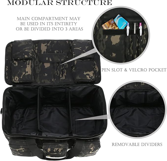 3 In 1 Military Duffel Bag 50L Gym Bag for Men Convertible Weekender Backpack for Sports Travel Basketball