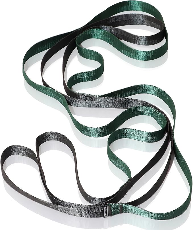 Stretching Strap with 10 Loops – Non-Elastic Yoga Strap for Physical Therapy, Knee Replacement Recovery & Plantar Fasciitis – Leg Stretcher Band for Flexibility & Hamstring Rehab