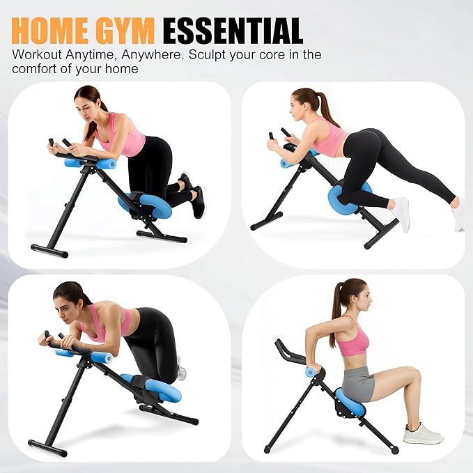 Abdominal Trainers - Adjustable Ab Trainer Machine, Foldable Abdominal Workout Equipment with Knee Protection - Home Gym Core Strength Trainer for Men & Women