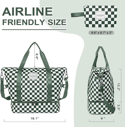 WOOMADA Weekender Bag for Women, Travel Duffel Bags with Shoe Compartment & Wet Pocket, Personal Item Bag for Airlines