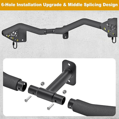 Kipika Wall Mounted Pull Up Bar - Heavy Duty 450 LB Capacity Doorway Chin Up Bar for Home Gym, Sturdy Steel Construction with Resistance Band Hooks | Hanging Exercise Bar for Full Body Workout