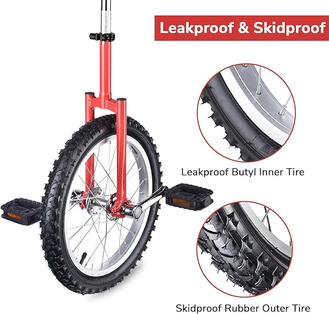 AW 16/18/20/24 Inch Wheel Outdoor Unicycle Adjustable Seat Exercise Bicycle Fit Adults Kids Outdoor Sports Fitness Exercise, for Choice