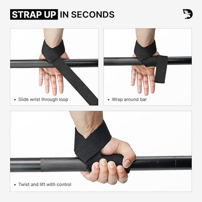 DMoose Fitness Lifting Straps 24" (Pair) - 5mm Padded Durable Wrist Straps for Weightlifting & Powerlifting - Cotton Lifting Strap with Silicone Grip for Men & Women - Deadlift Strap for Gym Workout