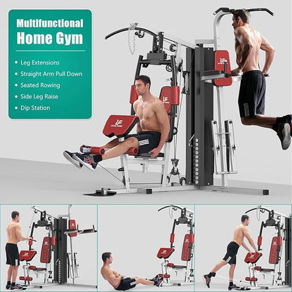 Multifunctional Home Gym Equipment Workout Station with Pulley System, Arm, and Leg Developer for Full Body Training