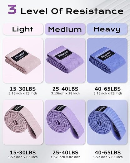 Fabric Resistance Bands for Working Out - Booty Bands for Women Men with Workout Bands Guide, Exercise Bands Resistance Bands Set for Leg, Butt, Glute Bands for Home Gym Fitness, Yoga, Pilates