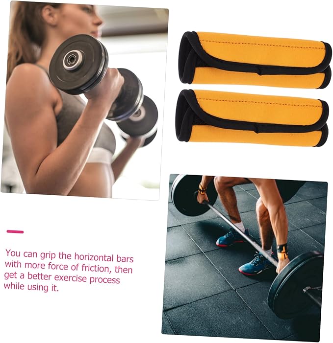 Healifty 2Pcs Portable Barbell Pad for Hip Thrusts and Squats Slip Polyester Protector with Concave Design Easy to Clean Removable Cover for Weight Lifting Gym Equipment Orange Palm Pads