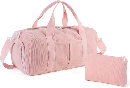 2PCS Gym bag for women, Duffle Bag with Wet Pocket & Shoe Compartment and item bag, Duffle Bag for Travel, Sports, Fitness & Workout