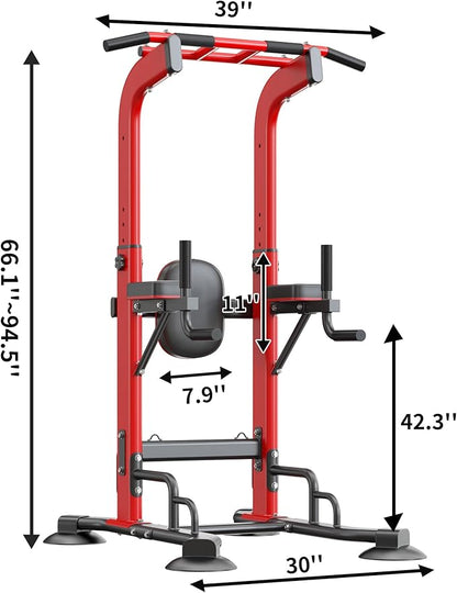 SogesHome Pull Up Bar and Dip Station, Heavy Duty Adjustable Home Gym Equipment for Strength Training, Multifunctional Workout Bar with Resistance Bands – Full Body & Core Exercise