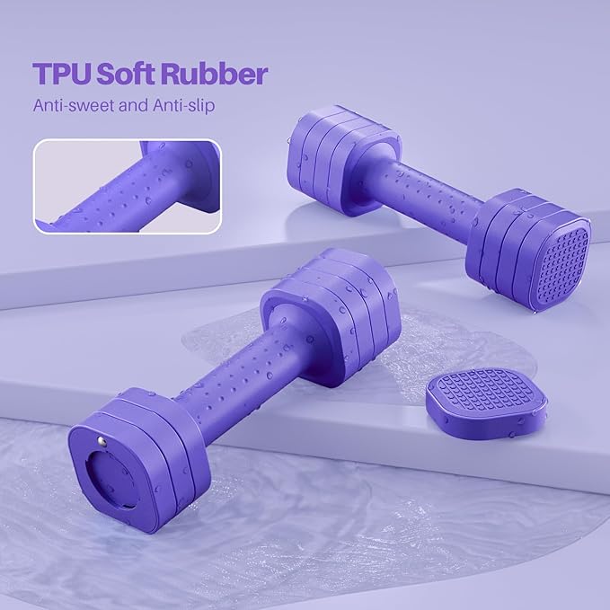 Zempox Adjustable Dumbbell Set of 2, 4 in 1 Free Weights Dumbbells Set for Women, Hand Weights for Women at Home, Each 2lb 3lb 4lb 5lb with TPU Soft Rubber Handle for Home Gym Exercise Training