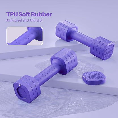 Zempox Adjustable Dumbbell Set of 2, 4 in 1 Free Weights Dumbbells Set for Women, Hand Weights for Women at Home, Each 2lb 3lb 4lb 5lb with TPU Soft Rubber Handle for Home Gym Exercise Training