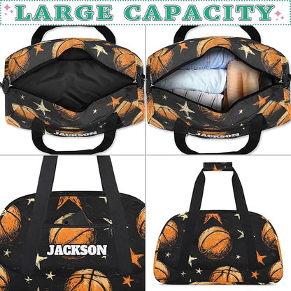 Personalized Basketball Gym Duffel Bags for Kids Boys with Custom Name Sport Training Travel Bags for Overnight Weekender