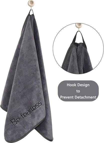Microfiber Gym Towels Bigger Size Super Soft for Exercise Fitness, Sports, Workout, 380-GSM 15-Inch x 31-Inch Quick-Drying Towels (3 Pack, Grey+Blue+Purple)