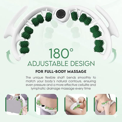 Cellulite Massage Roller, Fascia Blaster, Lymphatic Drainage Massager, Relieve Muscle Soreness, Body Sculpting Tool with Detachable Handles for Thighs, Legs, Buttocks, Gift Exfoliating Brush. (Green)