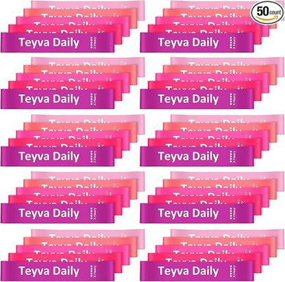 50 Pcs Resistance Loop Exercise Bands for Booty Workout Stretch Exercise Bands 5 Level Each Set with Storage Bag Non Slip for Legs Squat Resistance Loop Women Men Fitness