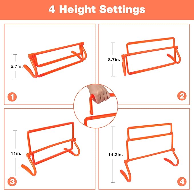 Lineslife Adjustable Agility Hurdles,4 Height Speed Training Hurdles, Portable Speed Training Equipment with Carry Bag for for Athletes,Kids,Soccer,Basketball