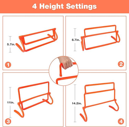 Lineslife Adjustable Agility Hurdles,4 Height Speed Training Hurdles, Portable Speed Training Equipment with Carry Bag for for Athletes,Kids,Soccer,Basketball