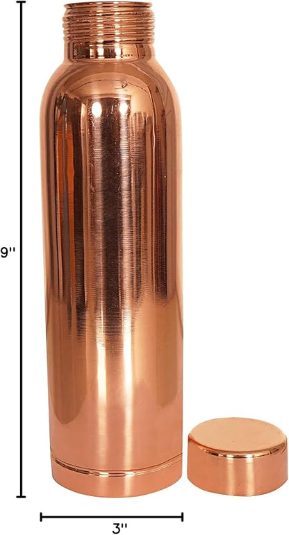 Copper Water Bottle 34 Oz Large Copper Water Bottle For Drinking 100% Pure Ayurvedic Vessel For Leak-Proof Lid Bottle for Yoga, Gym, Office, Home