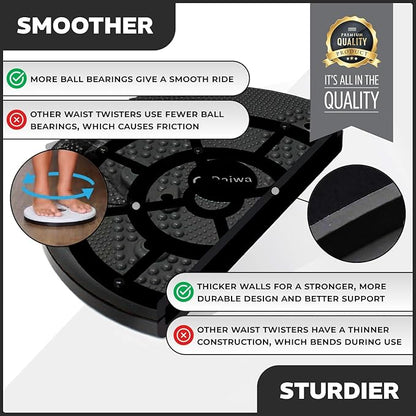 Daiwa Felicity Figure Trimmer Ab Twister Board - Waist Twister Machine for Core & Abs Exercise - Waist Twisting Fitness Tool, Dizzy Disc Twist Board for Slimming Workout with Magnets Reflexology