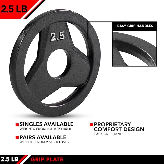 JFIT Olympic 2 Inch Grip Plates and Bumper Plates for Barbell - Single Weights or Sets of 2 (Muliple Weights)