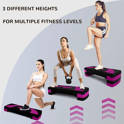 BalanceFrom Aerobic Step Platform Trainer with Adjustable 3-Level Risers, 400 Pound Weight Capacity – Non-Slip Exercise Stepper for Cardio, Strength, and Fitness Workouts, 31", Multiple Colors